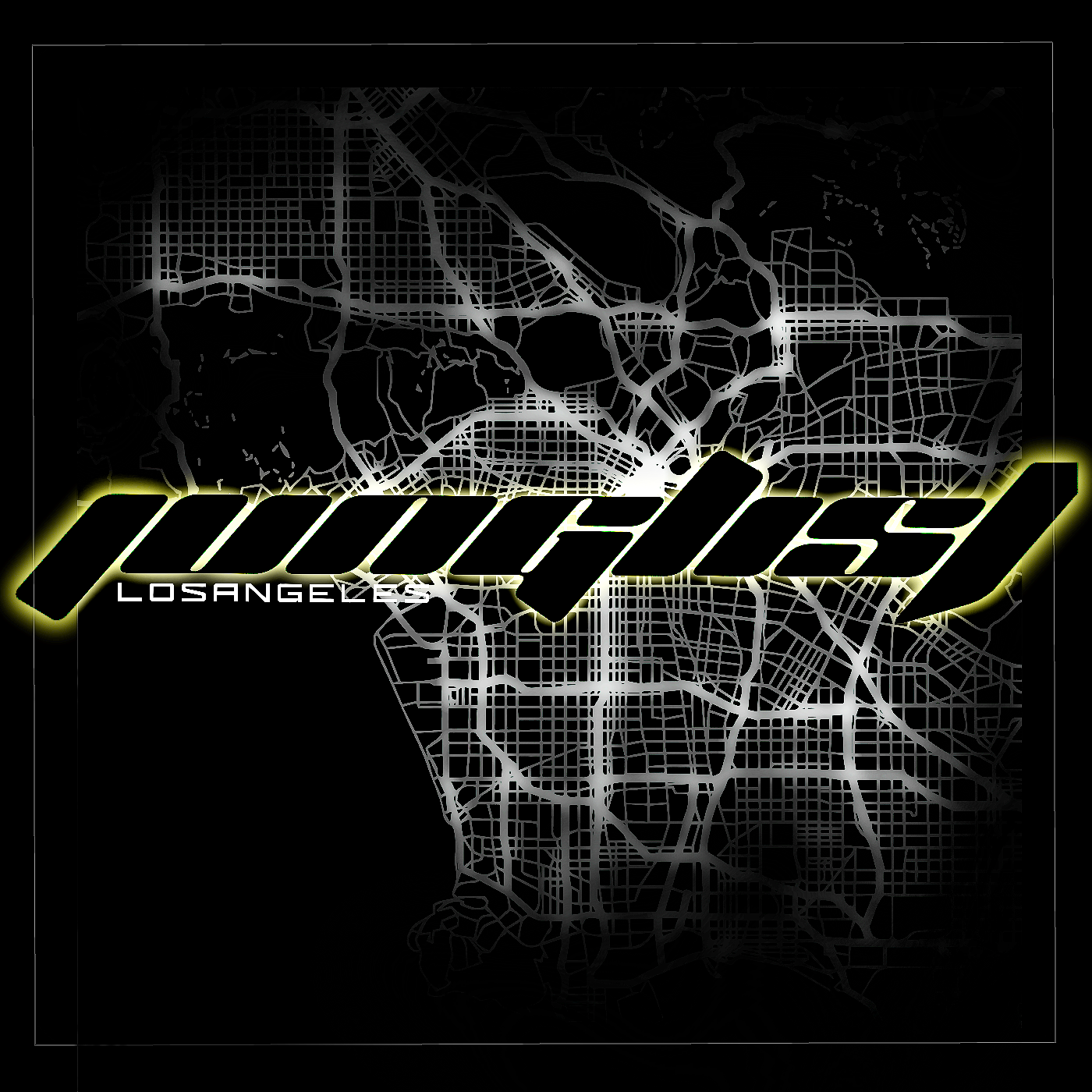 Volatile Soundscapes — Los Angeles junglist wordmark over an LA street map